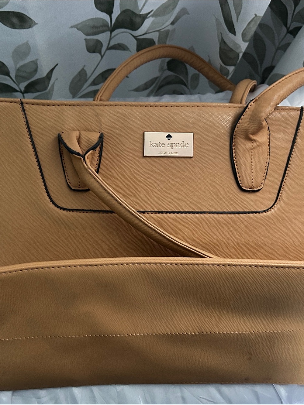 kate spade Camel/Tan Satchel with Black Trim